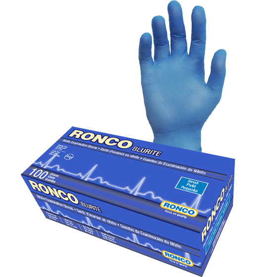 Blurite Nitrile Blue Examination Glove Powder Free Large 100x10